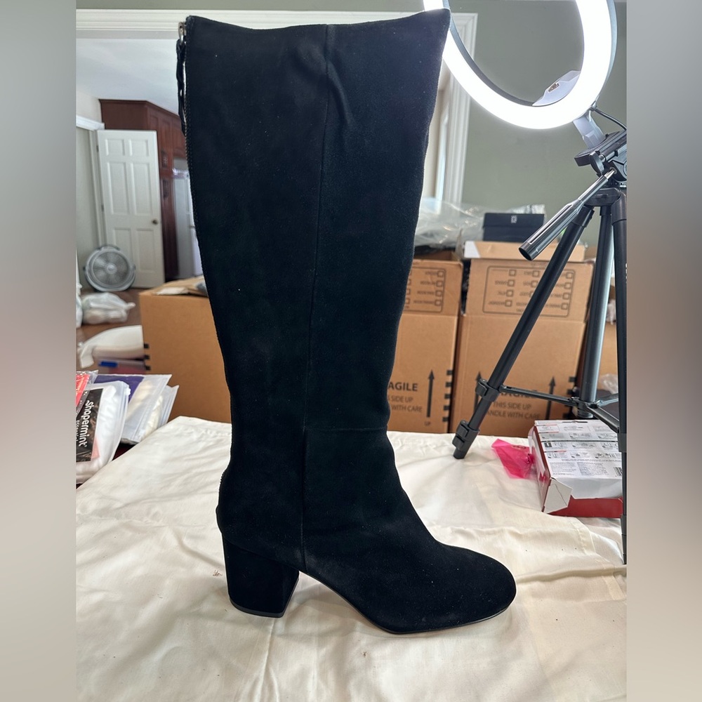 BRAND NEW Splendid Black Heeled Suede  Knee-high boots, Women’s 11 M Wide calf